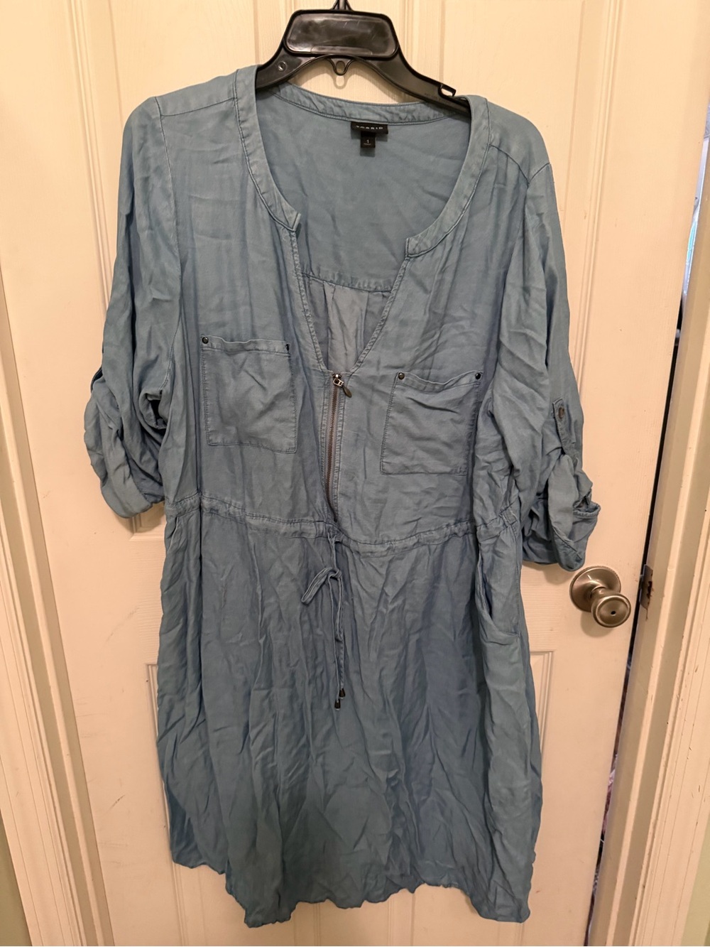 torrid light blue casual drawstring dress - Picture 1 of 3
